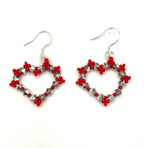 Hand Crafted Mirror Crystal Heart Earrings Sterling Silver